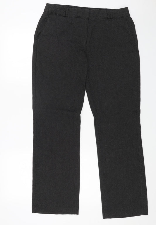 M&Co Womens Grey Polyester Dress Pants Trousers Size 14 L30 in Regular Zip
