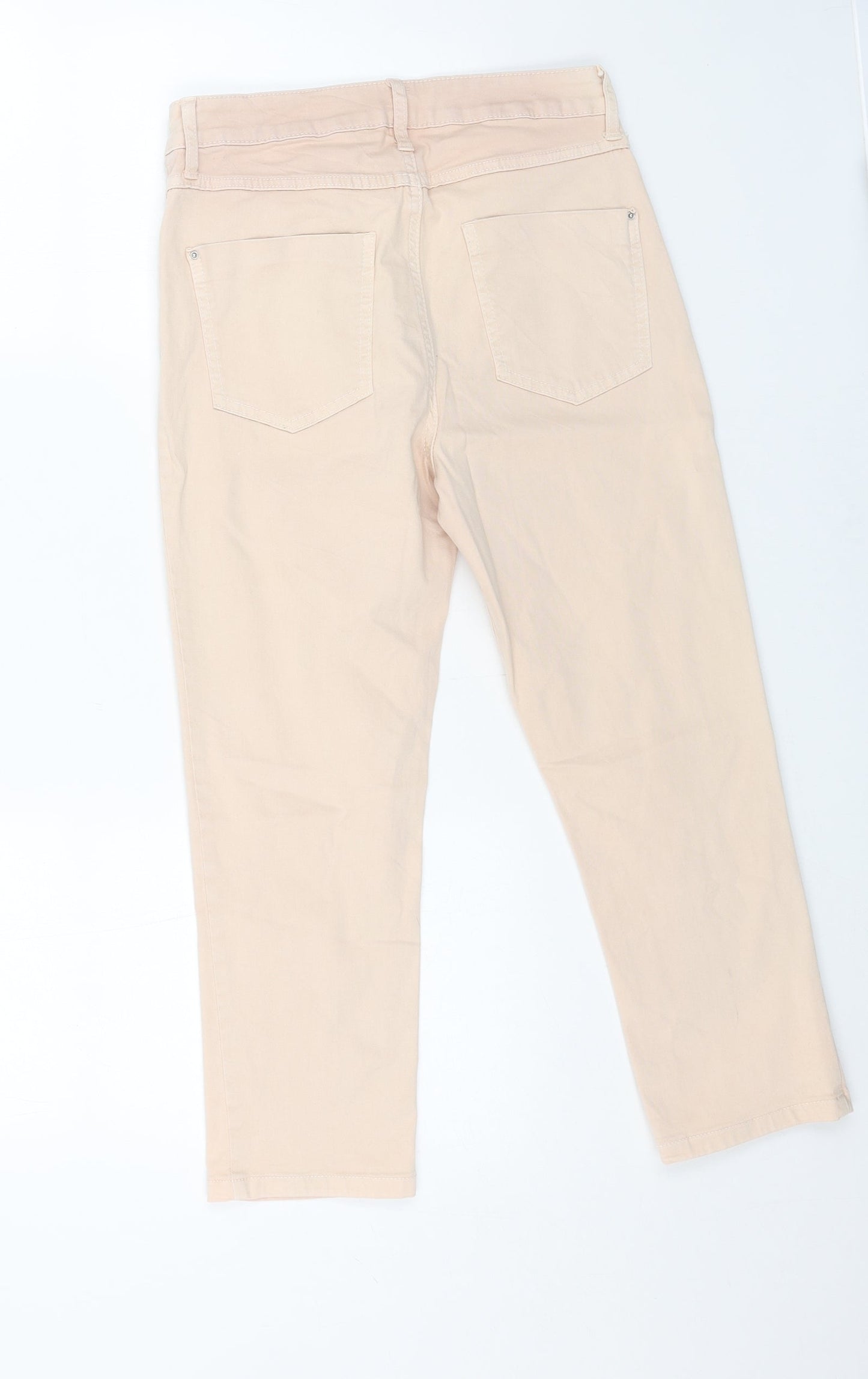 Marks and Spencer Womens Beige Cotton Straight Jeans Size 10 L21 in Regular Button