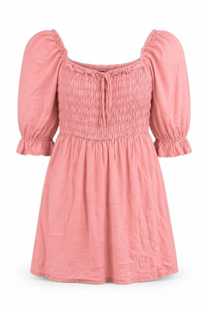 New Look Womens Pink Cotton Fit & Flare Size 10 Square Neck Pullover