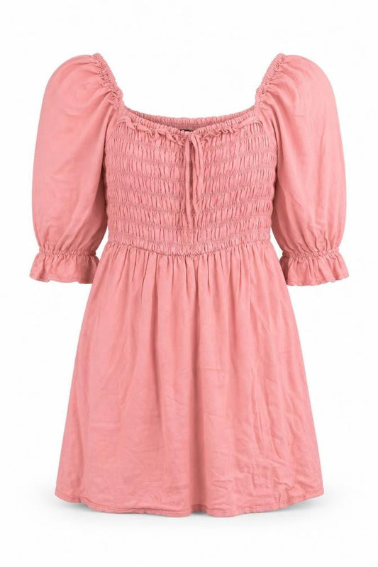 New Look Womens Pink Cotton Fit & Flare Size 10 Square Neck Pullover