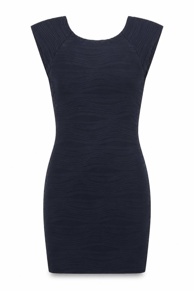 AX Paris Womens Blue Geometric Polyester Bodycon Size S Round Neck Pullover