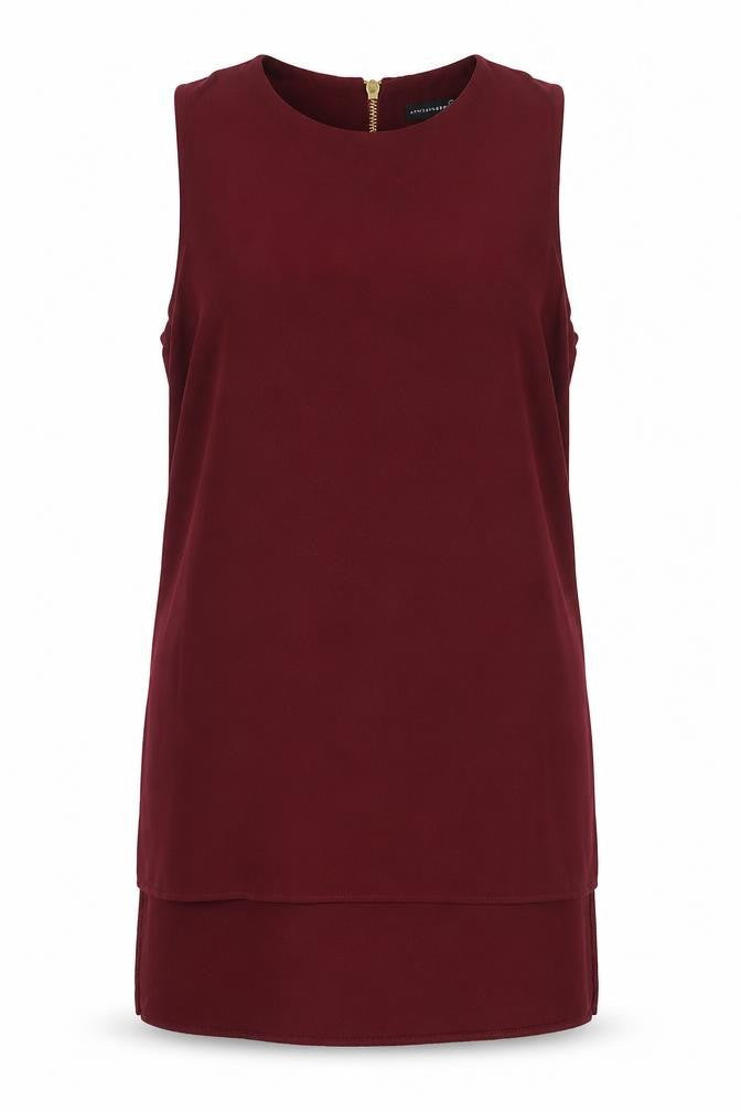Primark Womens Red Polyester Tunic Tank Size 10 Scoop Neck