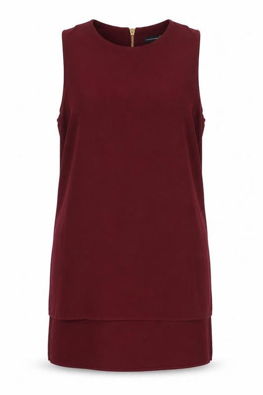 Primark Womens Red Polyester Tunic Tank Size 10 Scoop Neck