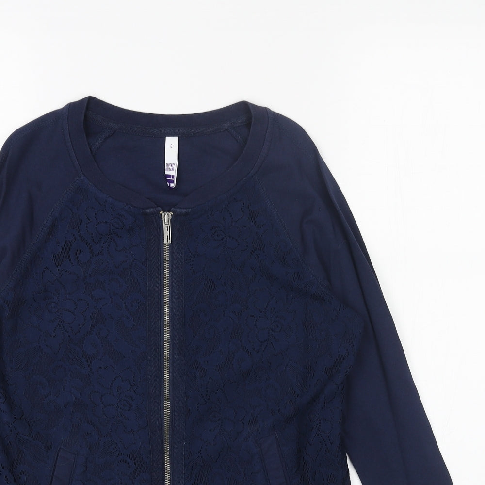 Debenhams Womens Blue Geometric Bomber Jacket Jacket Size 6 Zip