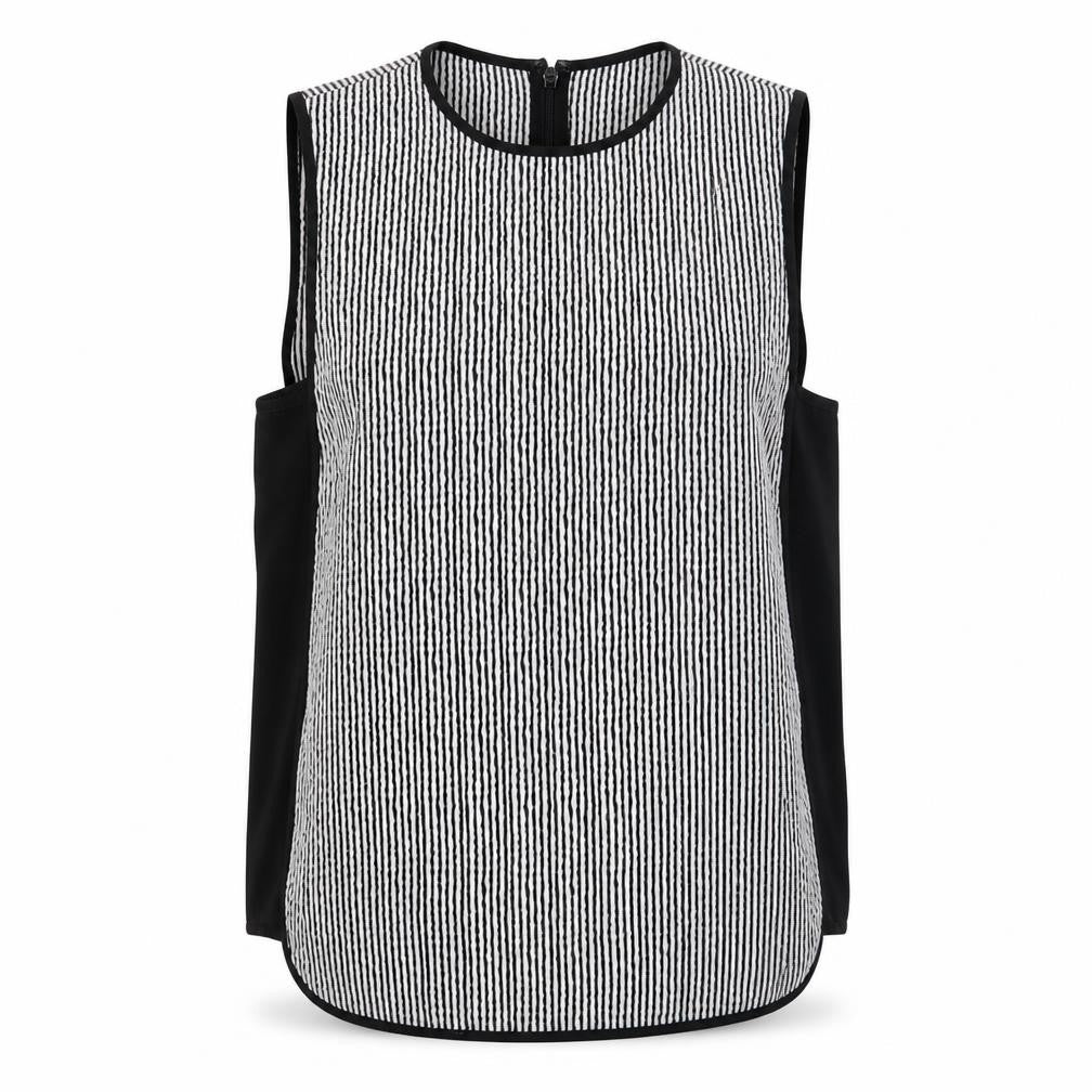 Warehouse Womens White Striped Polyester Basic Tank Size 8 Scoop Neck