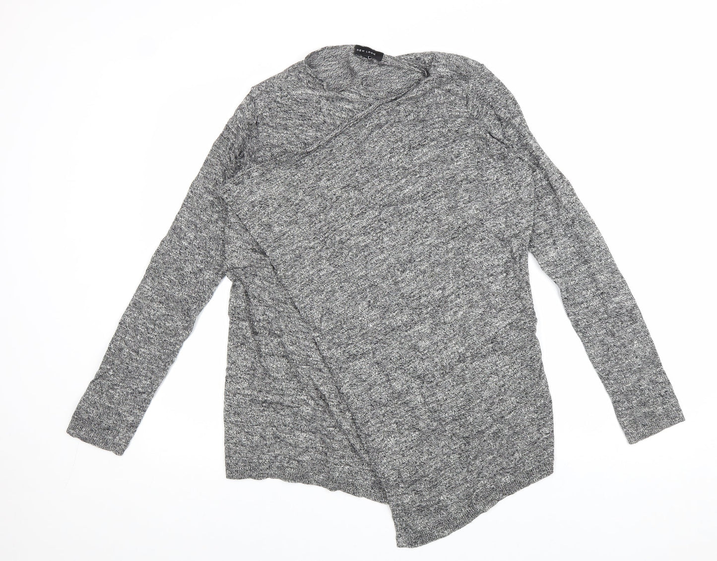 New Look Womens Grey Round Neck 100% Cotton Cardigan Jumper Size 10