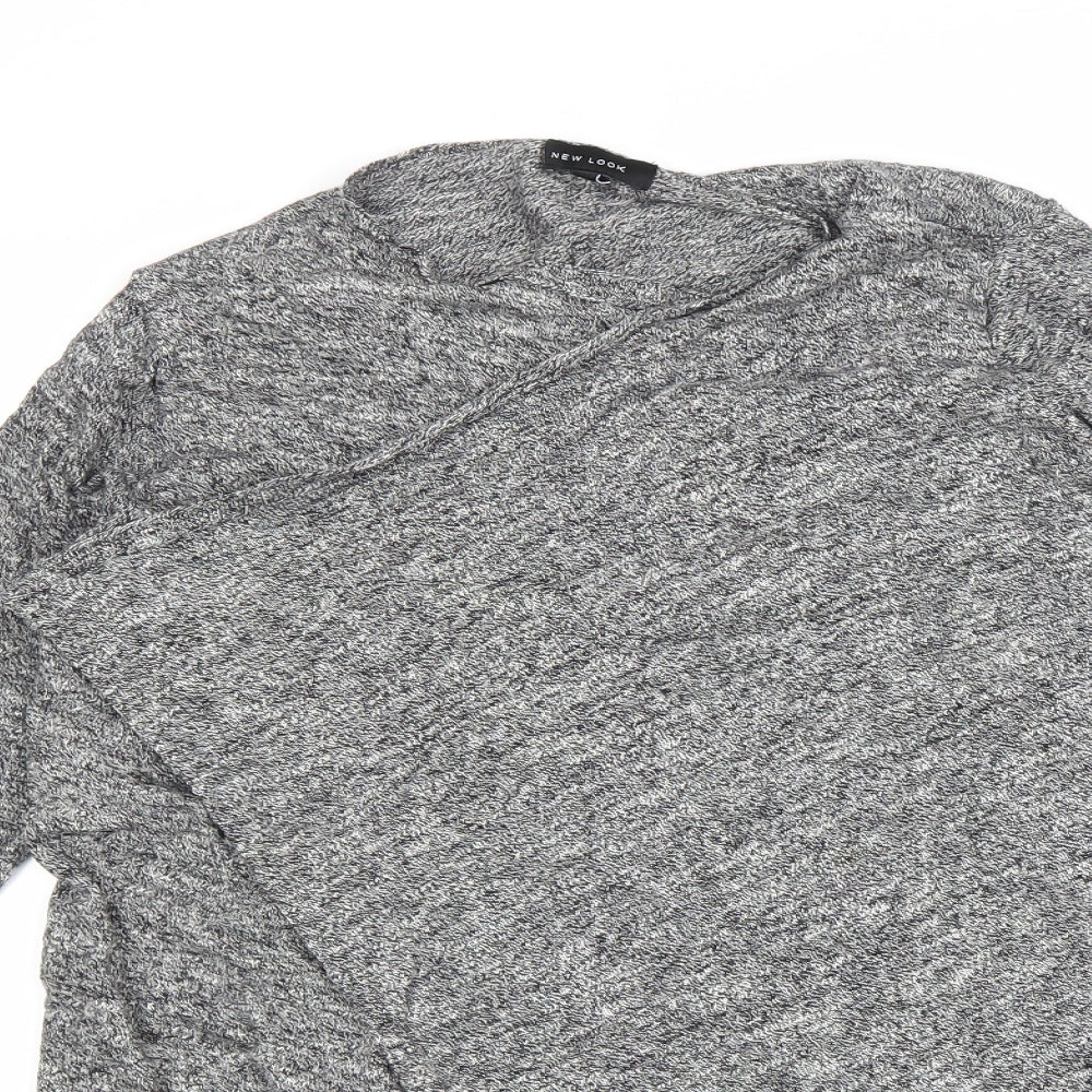 New Look Womens Grey Round Neck 100% Cotton Cardigan Jumper Size 10