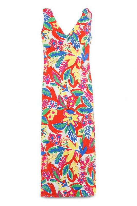 Marks & Spencer Womens Multicoloured Floral Viscose Maxi Size 8 V-Neck Tie