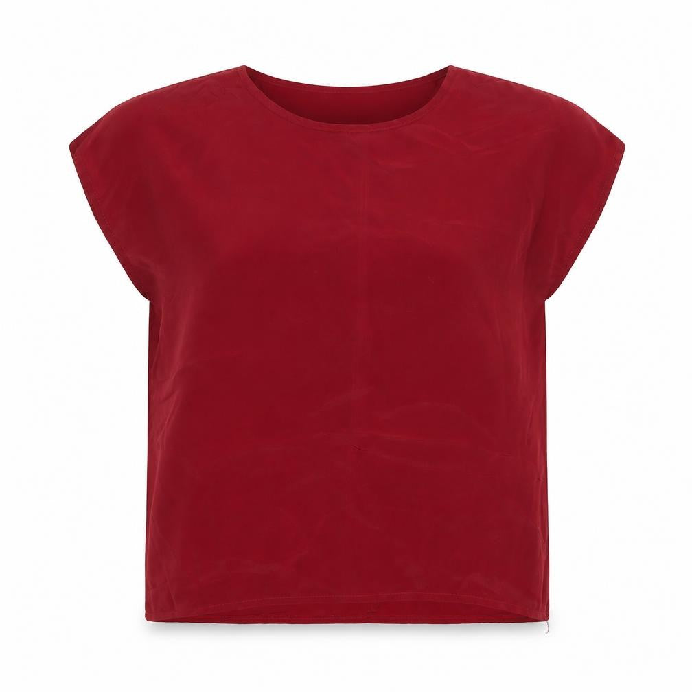 Alexia Womens Red Polyester Basic Blouse Size 10 Round Neck