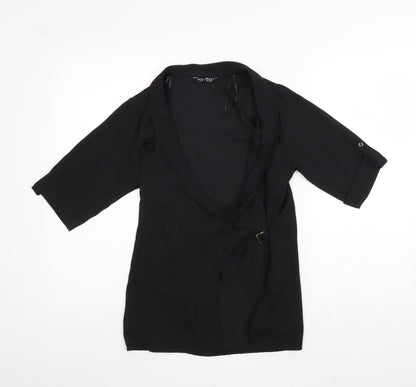 Select Womens Black Polyester Kimono Blouse Size 6 V-Neck
