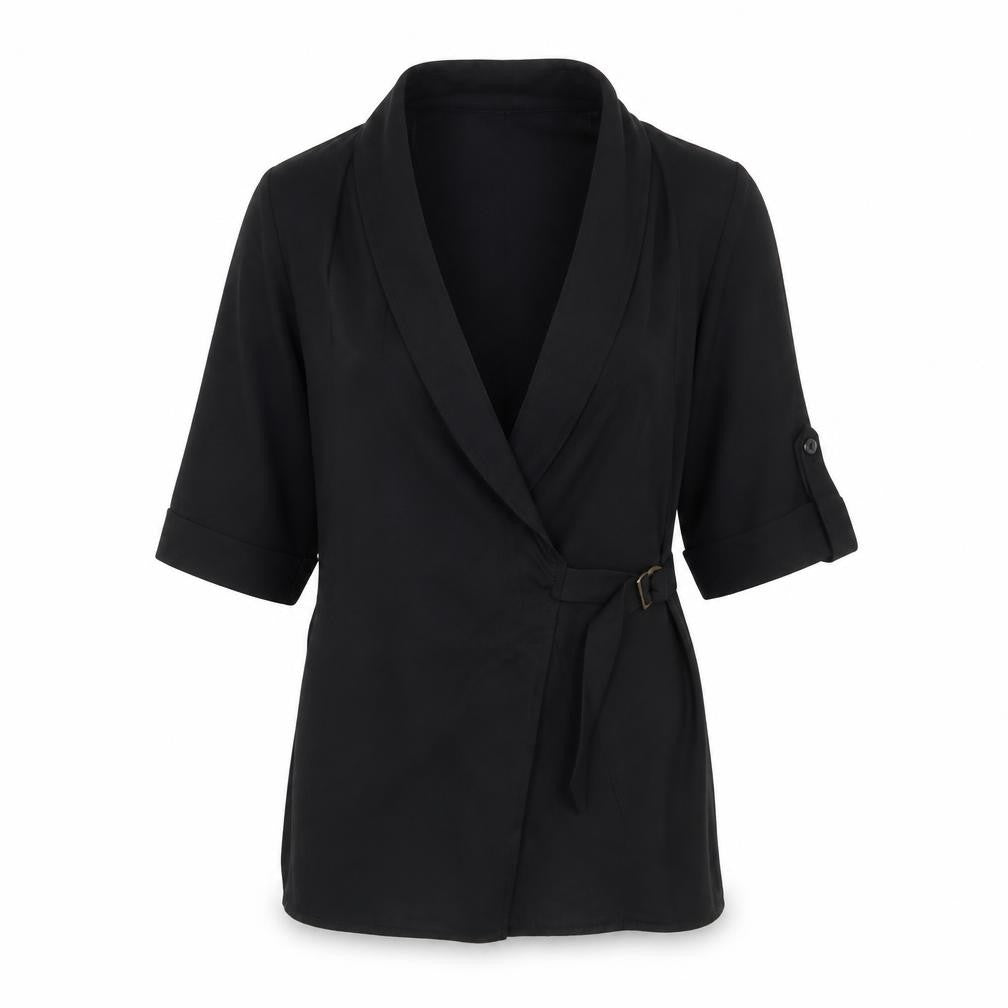 Select Womens Black Polyester Kimono Blouse Size 6 V-Neck