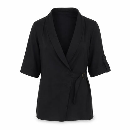 Select Womens Black Polyester Kimono Blouse Size 6 V-Neck