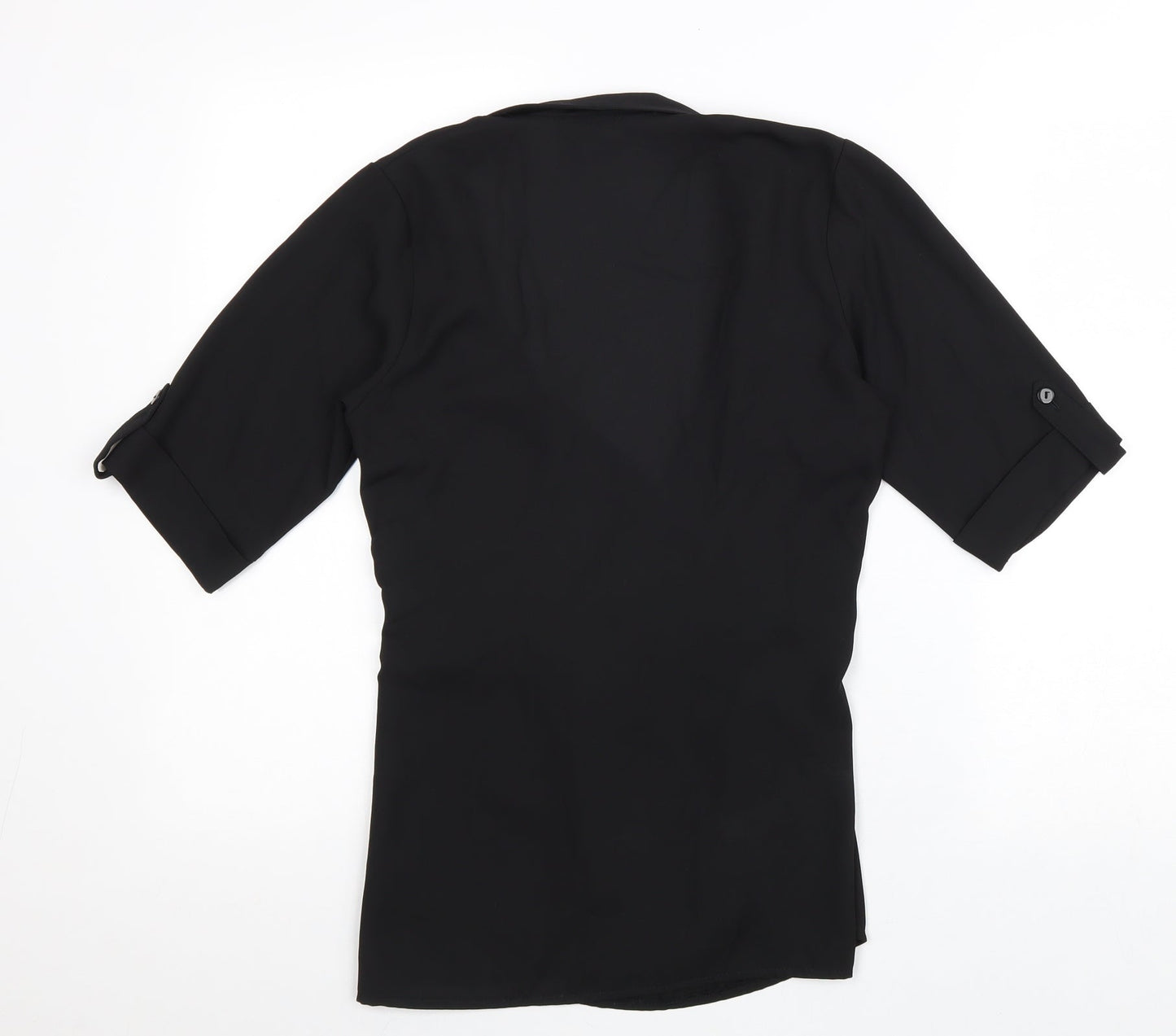 Select Womens Black Polyester Kimono Blouse Size 6 V-Neck