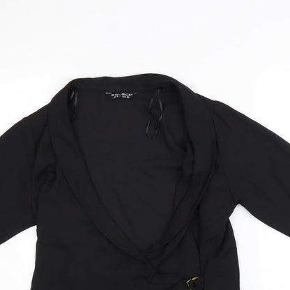 Select Womens Black Polyester Kimono Blouse Size 6 V-Neck