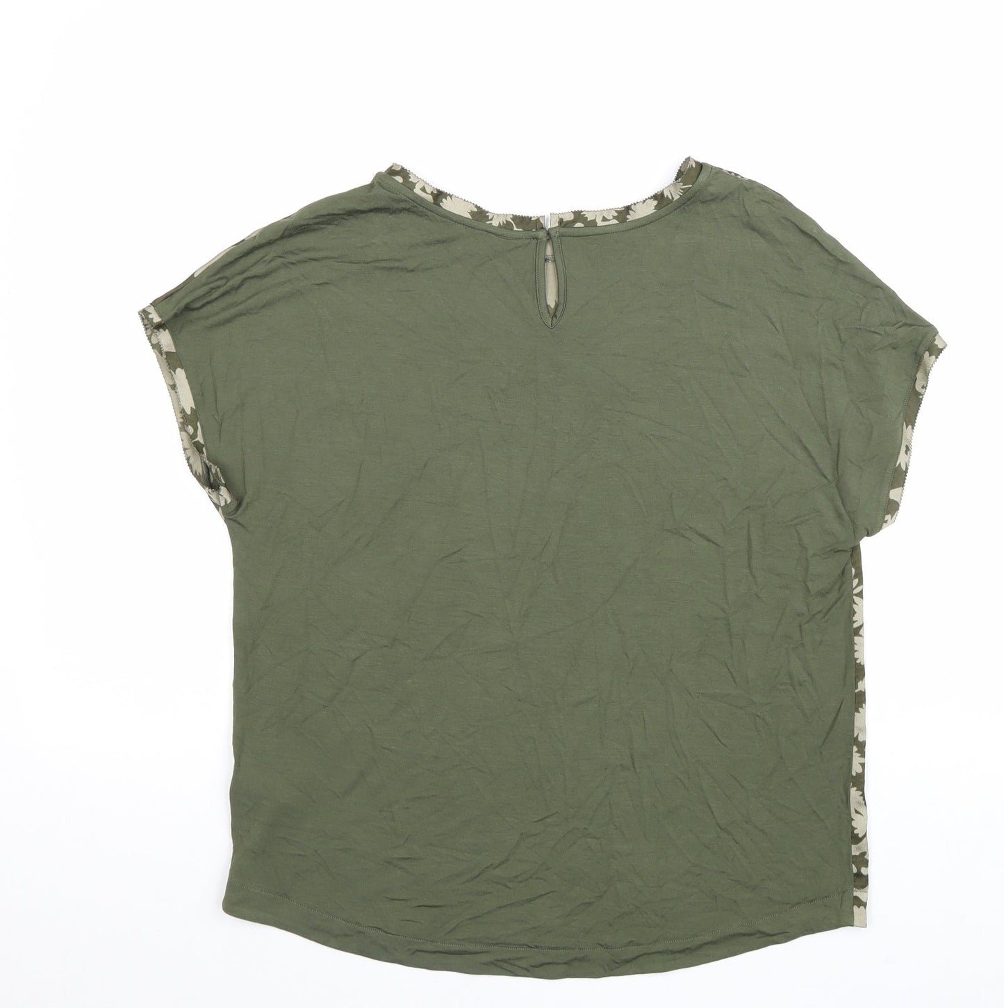 Marks and Spencer Womens Green Geometric Viscose Basic Blouse Size 8 Round Neck