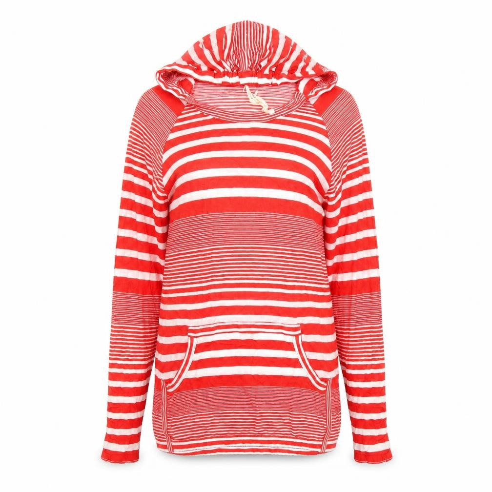 Topshop Womens Red Striped Viscose Pullover Hoodie Size 8 Pullover