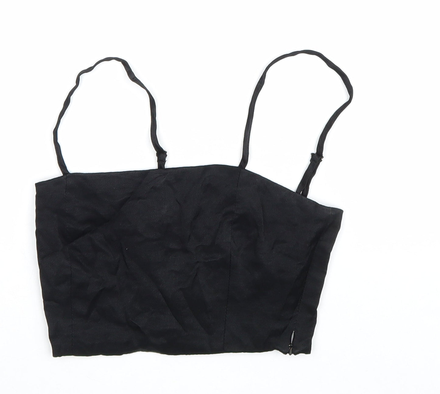 Zara Womens Black Polyester Cropped Tank Size S Square Neck