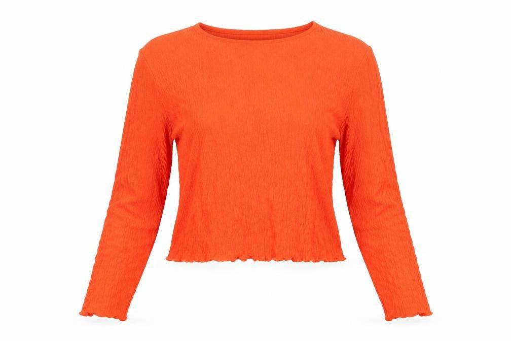 Vera Moda Womens Orange Viscose Cropped Blouse Size L Boat Neck