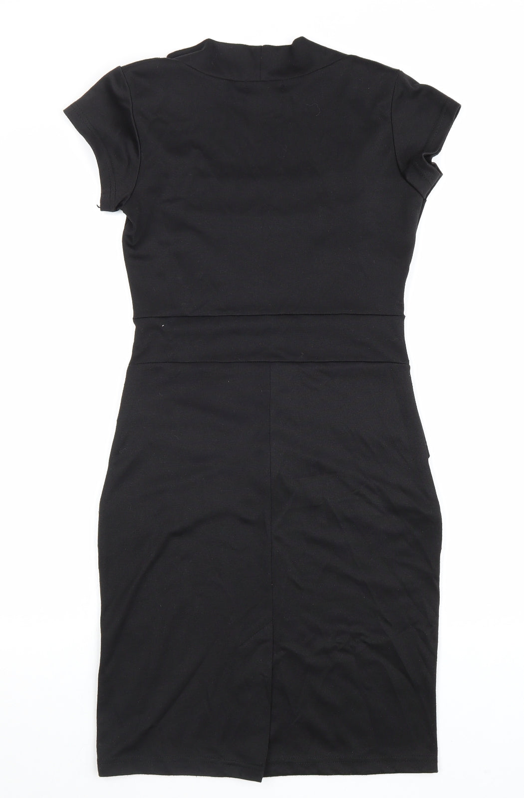 Fever Fish Womens Black Polyester Pencil Dress Size 8 Square Neck Pullover