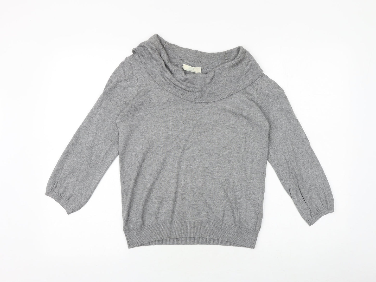 Marks and Spencer Womens Grey Roll Neck Viscose Pullover Jumper Size 12 Pullover