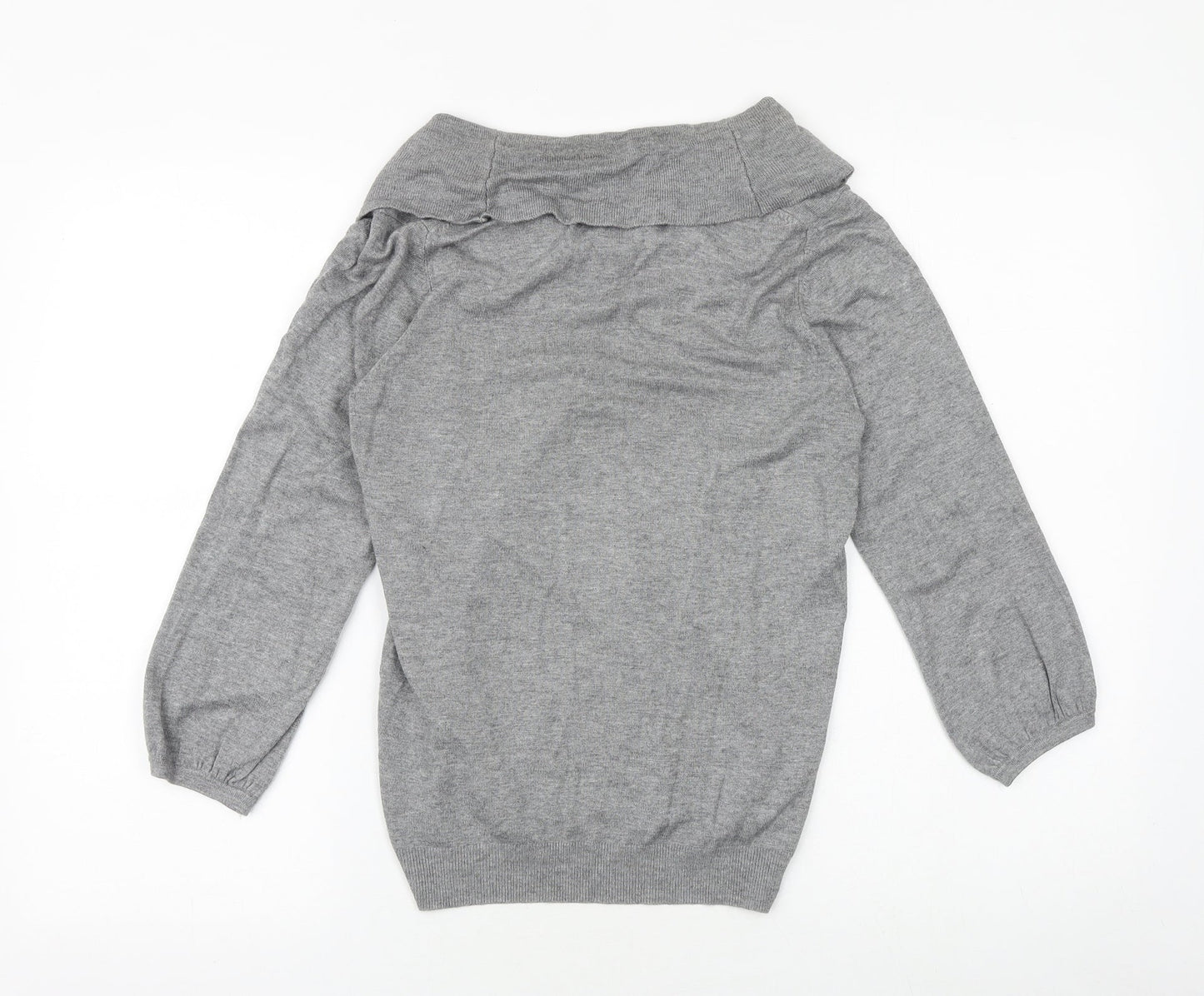 Marks and Spencer Womens Grey Roll Neck Viscose Pullover Jumper Size 12 Pullover