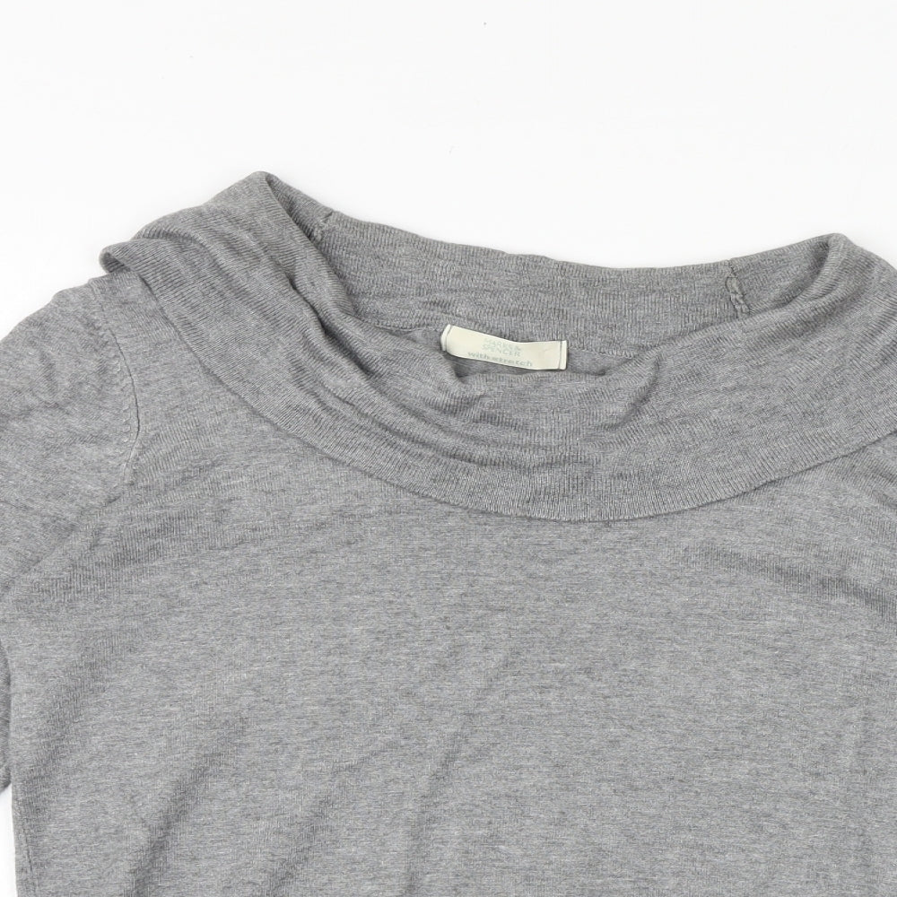 Marks and Spencer Womens Grey Roll Neck Viscose Pullover Jumper Size 12 Pullover