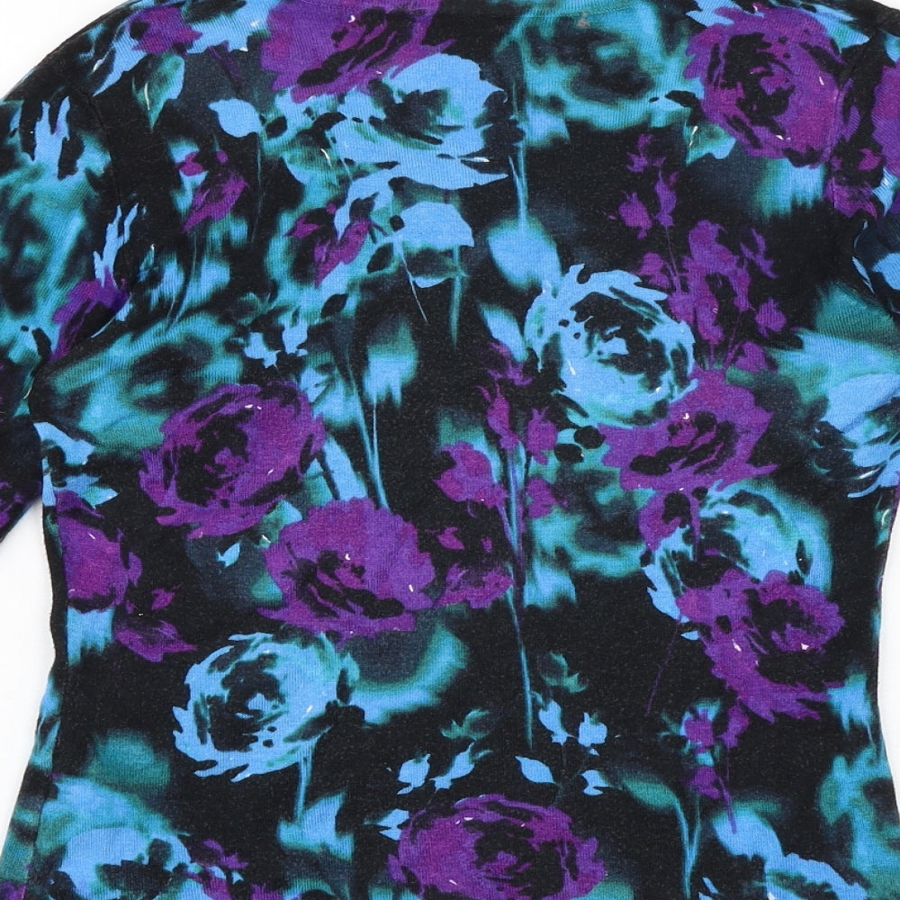 Precis Womens Multicoloured Geometric Polyester Basic T-Shirt Size XS Round Neck