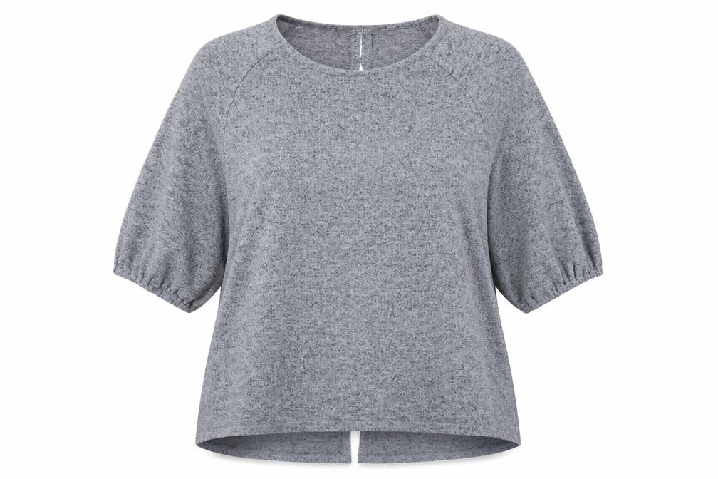 COIN 1804 Womens Blue Geometric Viscose Basic T-Shirt Size M Round Neck