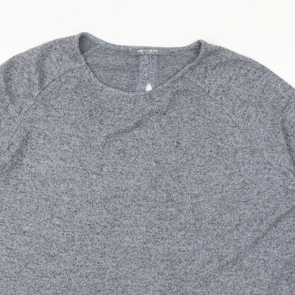 COIN 1804 Womens Blue Geometric Viscose Basic T-Shirt Size M Round Neck