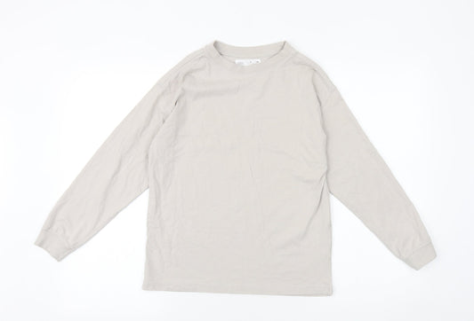 Zara Girls Beige 100% Cotton Basic T-Shirt Size 10 Years Round Neck Pullover