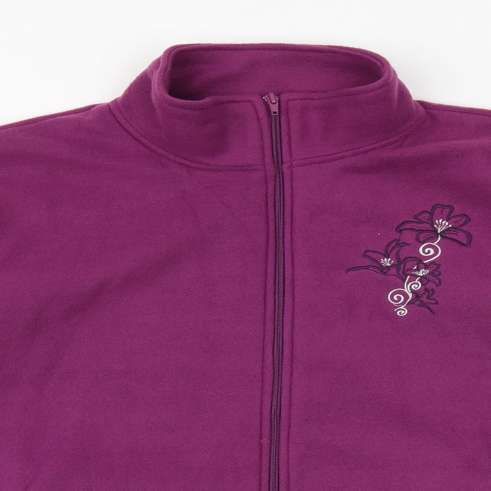 Anna De Lancay Womens Purple Jacket Size L Zip - Flower Detail