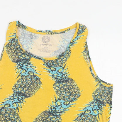 resolution Womens Yellow Geometric Viscose Basic Tank Size S Round Neck - Pineapple