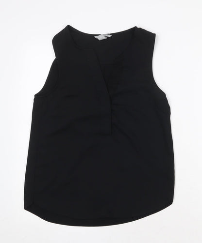 H&M Womens Black Polyester Basic Tank Size 4 V-Neck