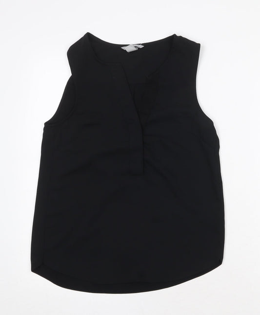 H&M Womens Black Polyester Basic Tank Size 4 V-Neck