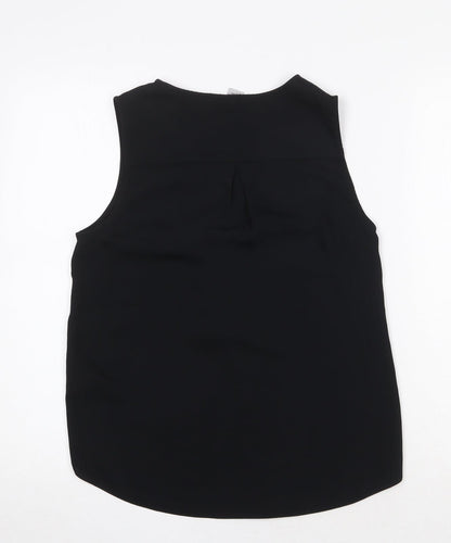 H&M Womens Black Polyester Basic Tank Size 4 V-Neck