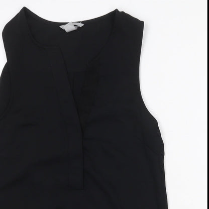 H&M Womens Black Polyester Basic Tank Size 4 V-Neck