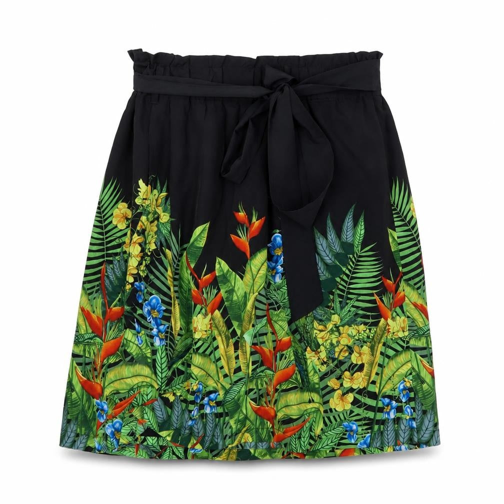 Oasis Womens Multicoloured Floral Polyester A-Line Skirt Size 8 Tie