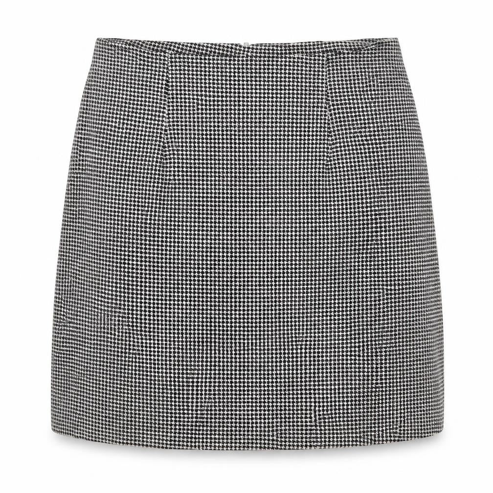 Joy Womens Black Geometric Cotton A-Line Skirt Size L Zip - Houndstooth Pattern