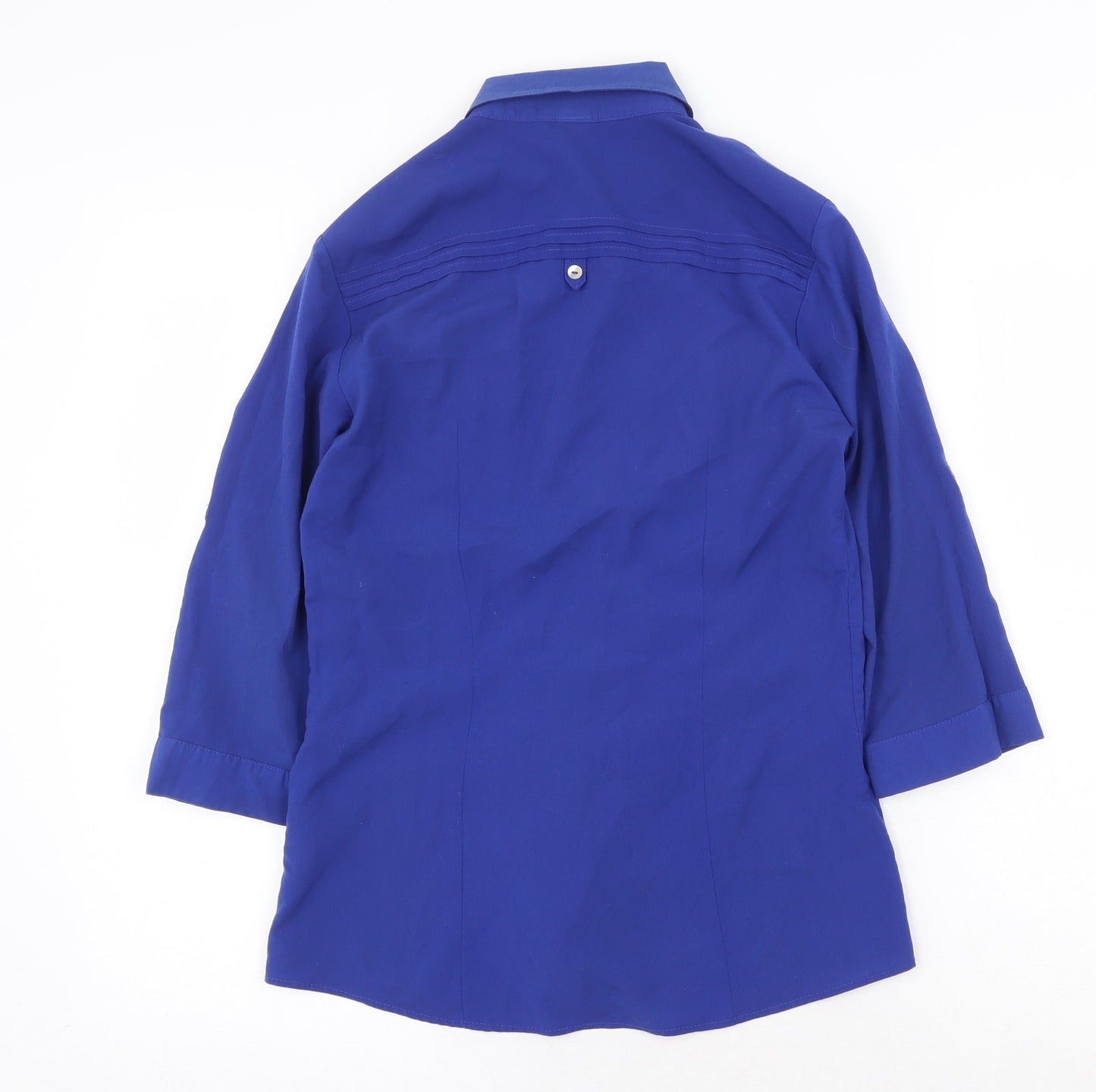 H&M Womens Blue Polyester Basic Button-Up Size 6 Collared