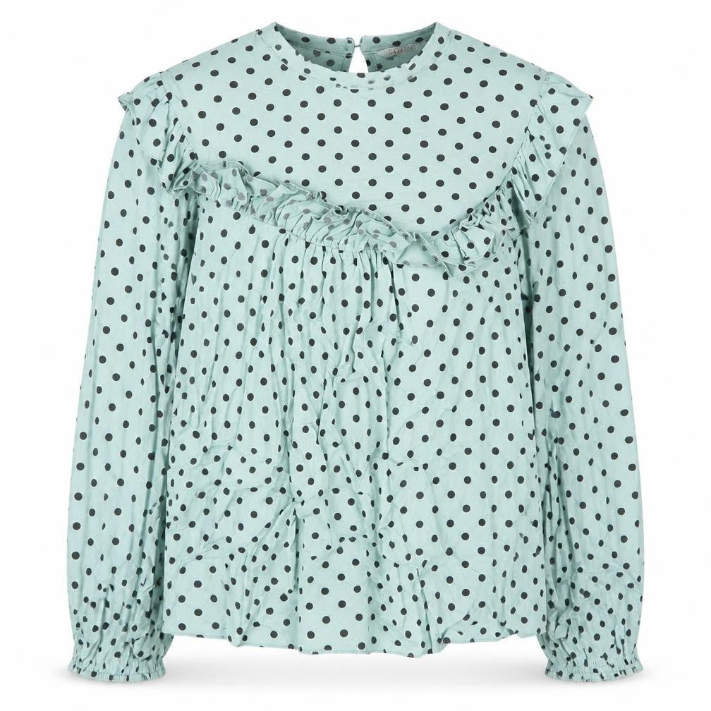 Papaya Womens Green Polka Dot Viscose Basic Blouse Size 8 Round Neck