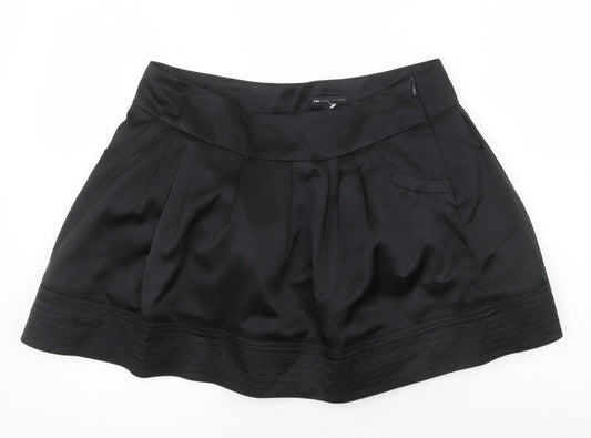MNG Womens Black Polyester Skater Skirt Size 12 Zip