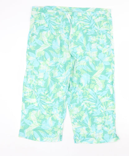 Preworn Womens Green Geometric Polyester Trousers Size 40 in Regular Tie - Leaf Print