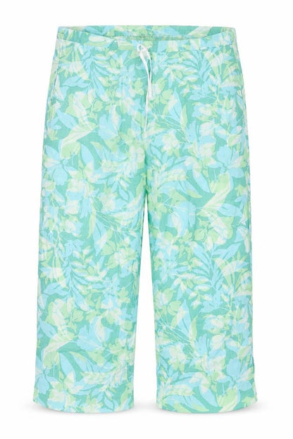 Preworn Womens Green Geometric Polyester Trousers Size 40 in Regular Tie - Leaf Print