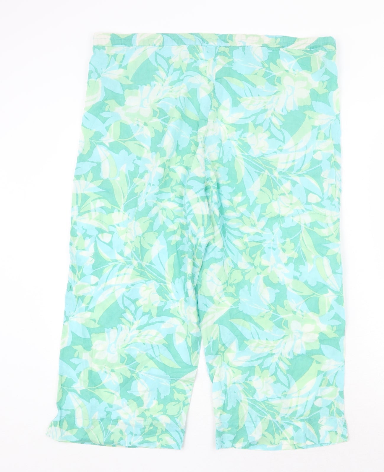 Preworn Womens Green Geometric Polyester Trousers Size 40 in Regular Tie - Leaf Print