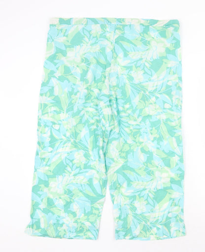 Preworn Womens Green Geometric Polyester Trousers Size 40 in Regular Tie - Leaf Print
