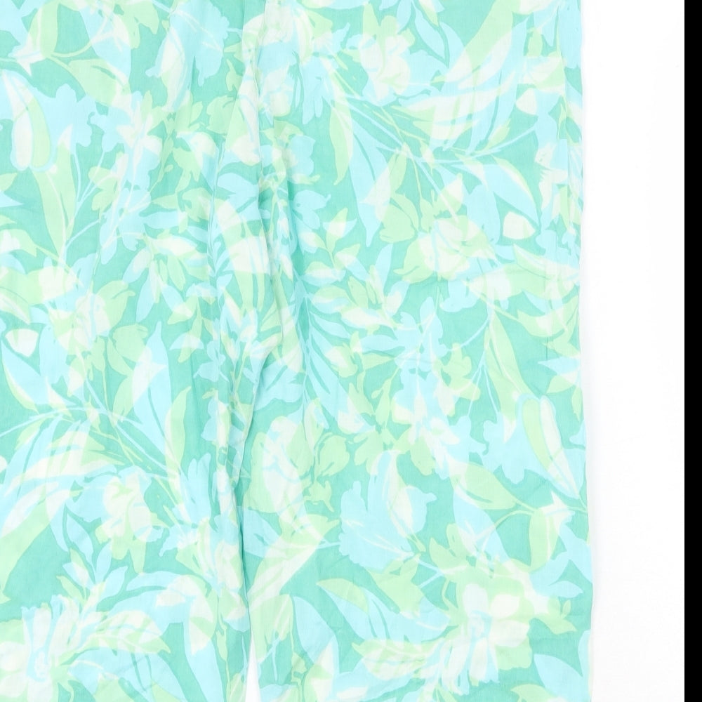 Preworn Womens Green Geometric Polyester Trousers Size 40 in Regular Tie - Leaf Print