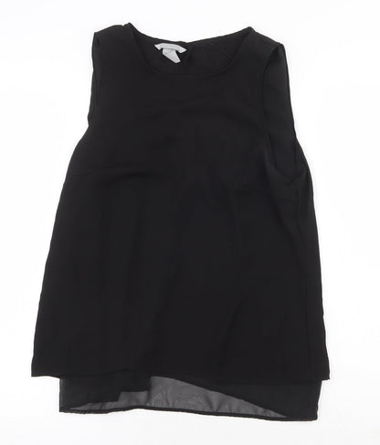 H&M Womens Black Polyester Basic Tank Size 10 Scoop Neck