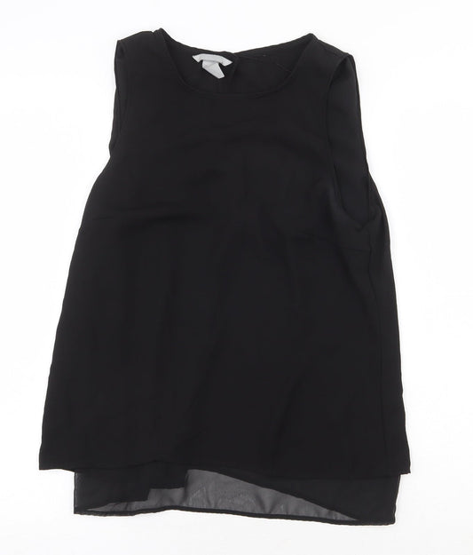 H&M Womens Black Polyester Basic Tank Size 10 Scoop Neck