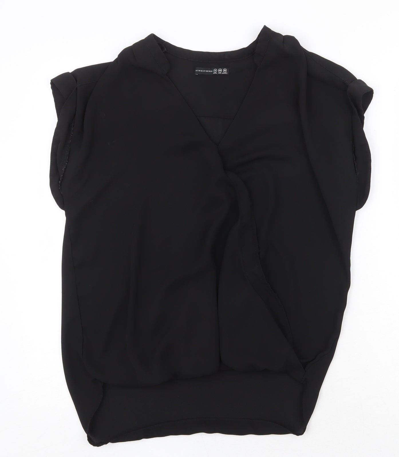 Atmosphere Womens Black Polyester Basic Tank Size 12 V-Neck