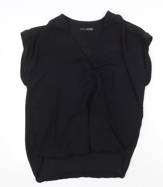 Atmosphere Womens Black Polyester Basic Tank Size 12 V-Neck